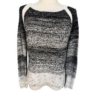 Curio New York Textured Ombre Knit Sweater Small Black White Pink Back Stripe